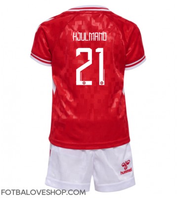 Dánsko Morten Hjulmand #21 Dětské Domácí Dres ME 2024 Krátký Rukáv (+ trenýrky)